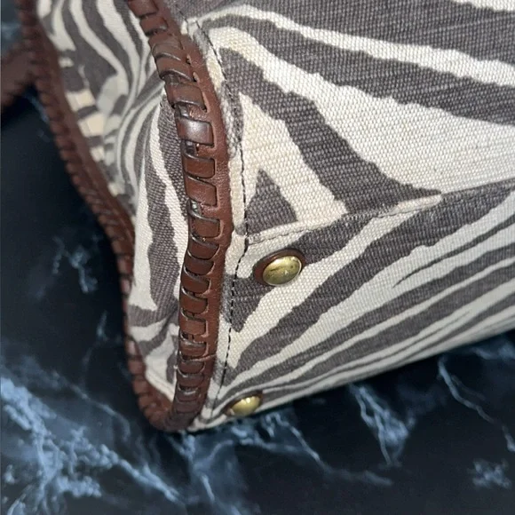 MICHAEL KORS Large Handbag Hamilton Zebra Print Brown Ivory AUTHENTIC - Picture 9 of 14